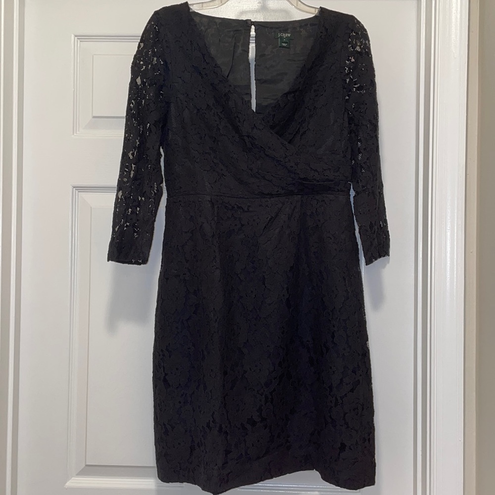 J. Crew Black Lace Wrap-Style Dress